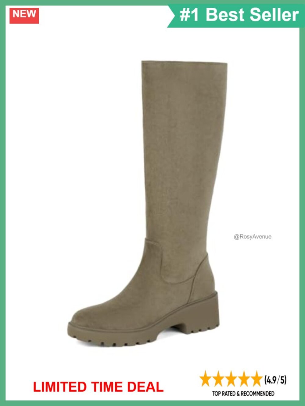 Women's Knee High Wedge Boots Faux Suede Platform Round Toe Tall Boots